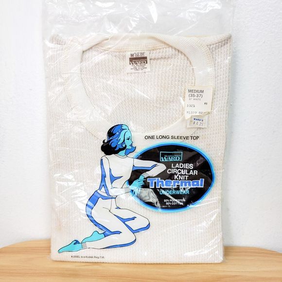 Vintage 70s Montgomery Ward Deadstock Thermal Underwear Set (Top & Pants) Size M - Picture 2 of 8